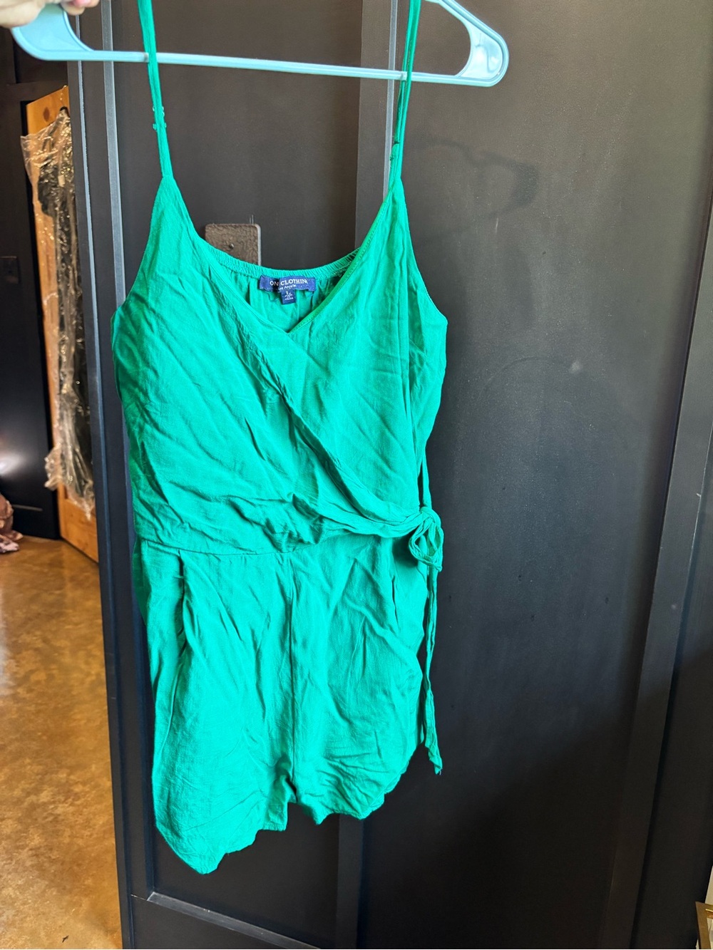 Emerald Green Wrap Spaghetti Strap Camisole Romper
